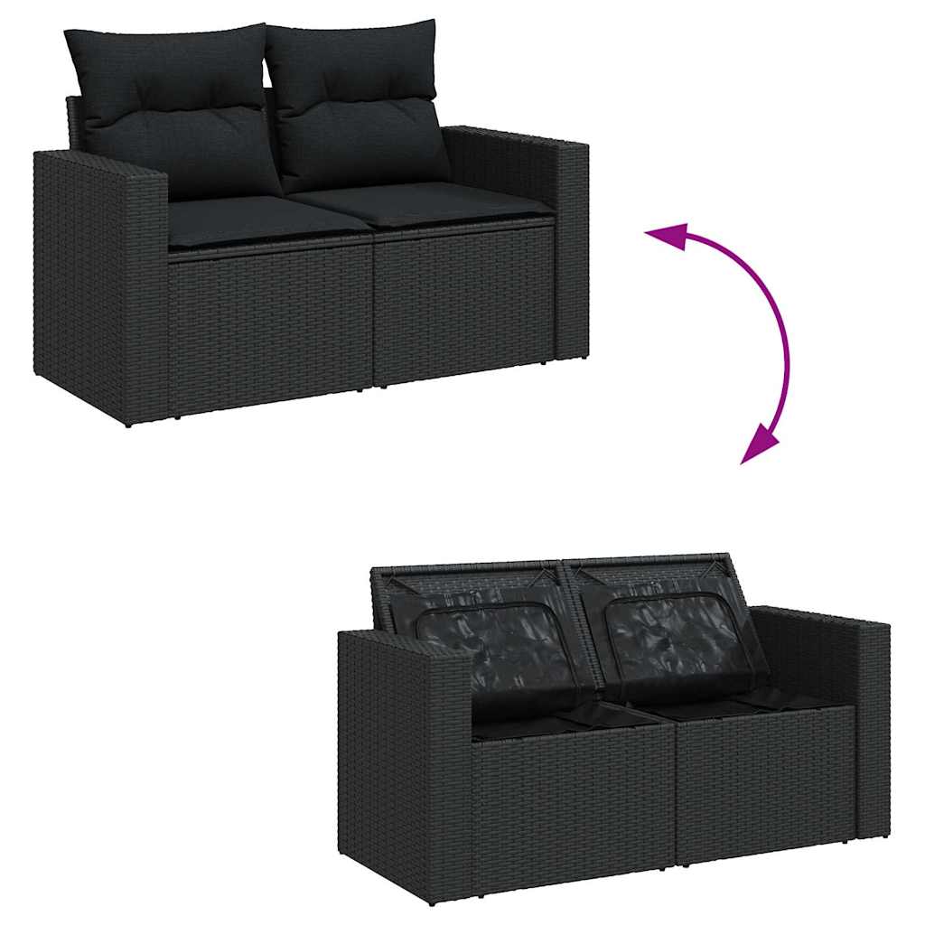 sofasæt til haven 11 dele med hynder polyrattan sort