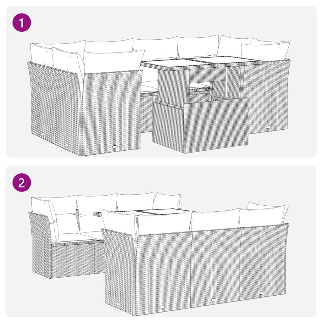 sofasæt til haven 8 dele med hynder polyrattan beige