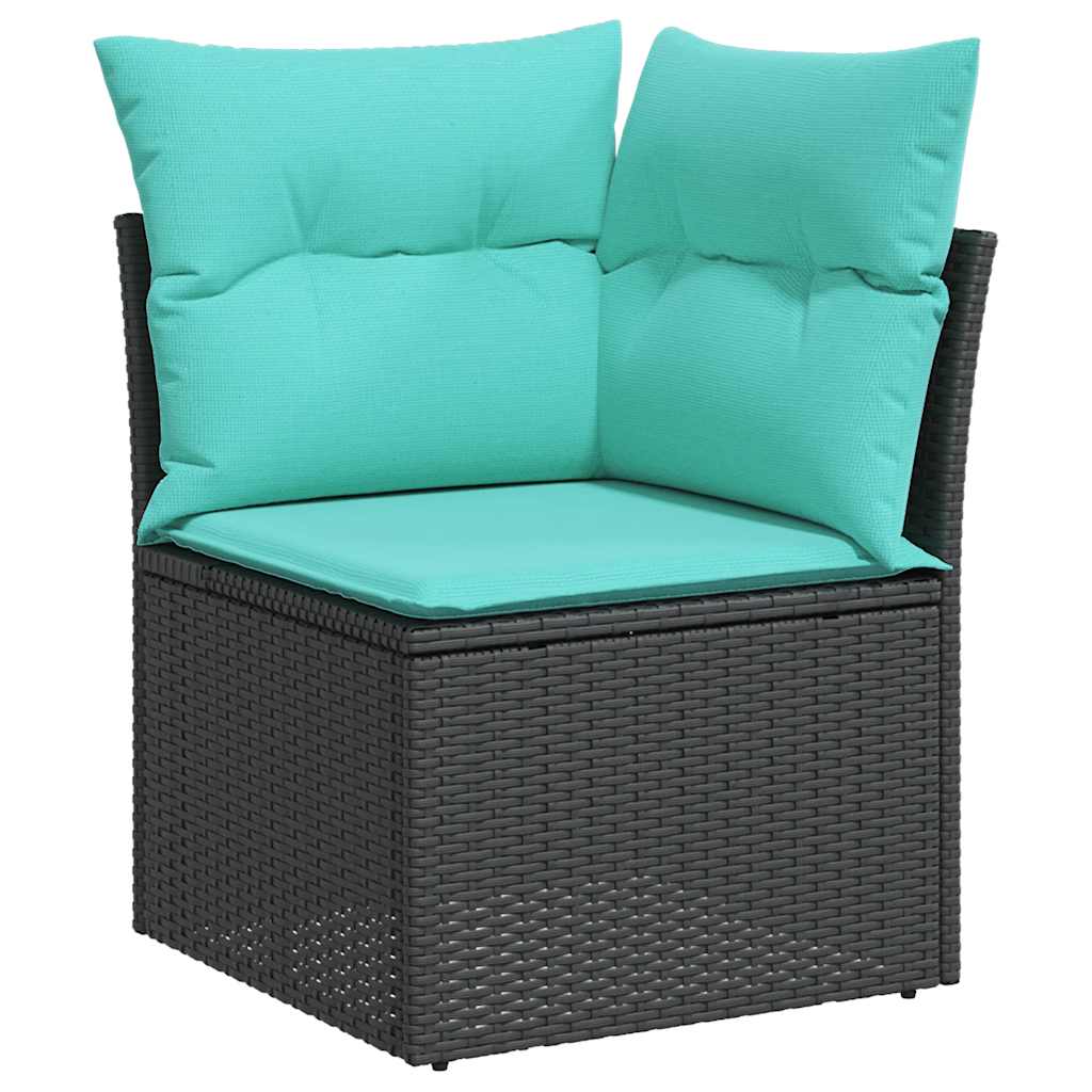 sofasæt til haven 9 dele med hynder polyrattan akacietræ sort