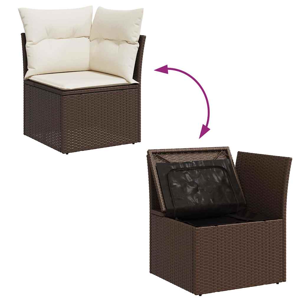 sofasæt til haven 7 dele med hynder polyrattan brun