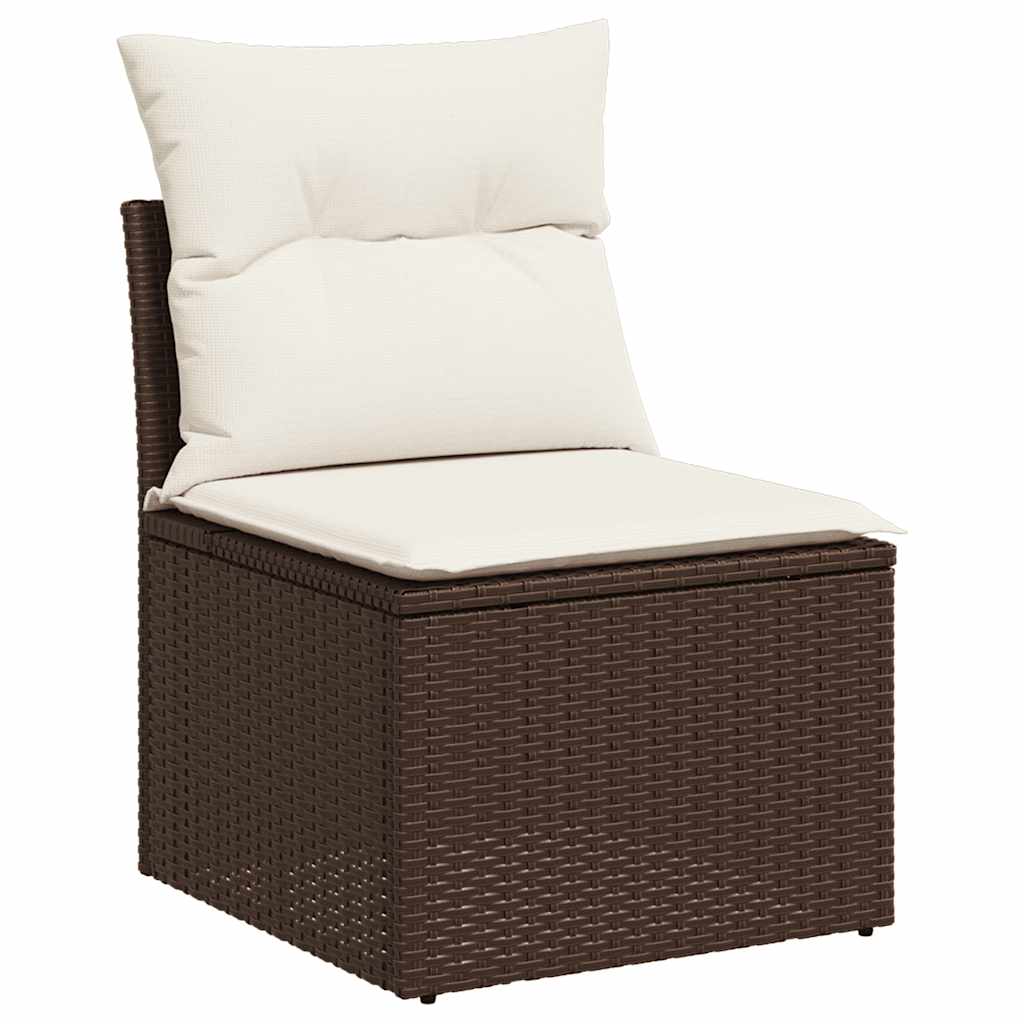 sofasæt til haven 9 dele med hynder polyrattan brun