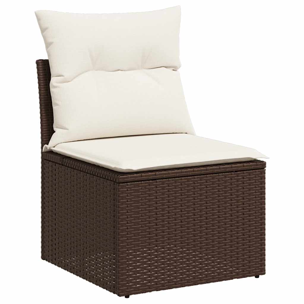sofasæt til haven 7 dele med hynder polyrattan brun