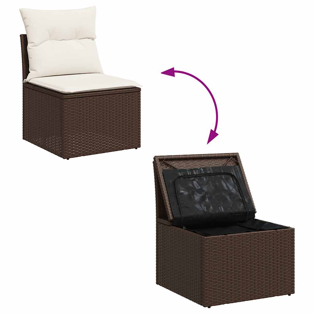 sofasæt til haven 7 dele med hynder polyrattan brun