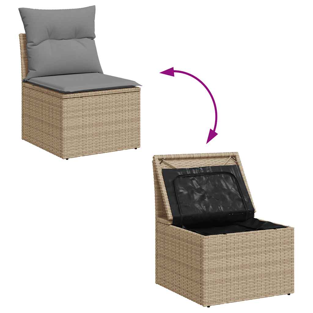 sofasæt til haven 7 dele med hynder polyrattan beige