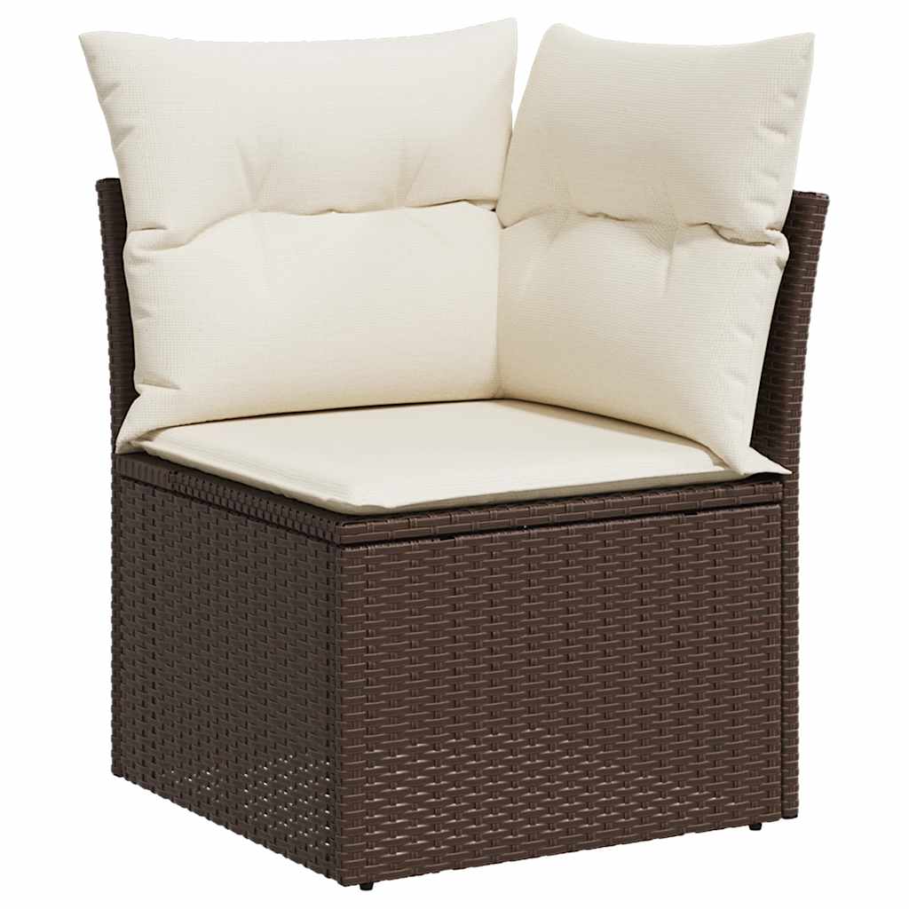 sofasæt til haven 7 dele med hynder polyrattan brun