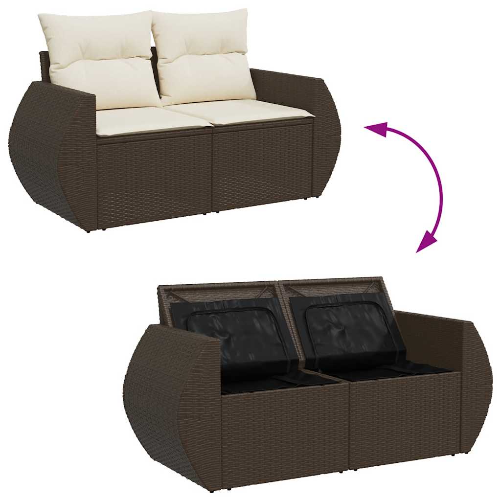sofasæt til haven 7 dele med hynder polyrattan brun