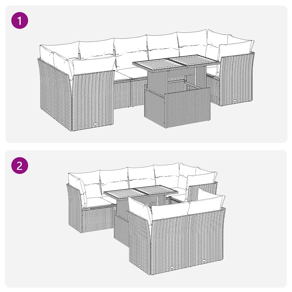 sofasæt til haven 8 dele med hynder polyrattan grå