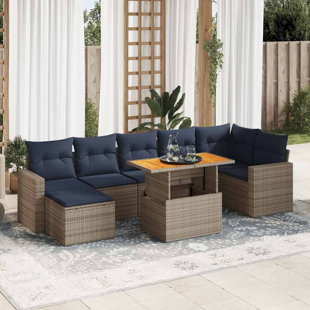 sofasæt til haven 8 dele med hynder polyrattan grå