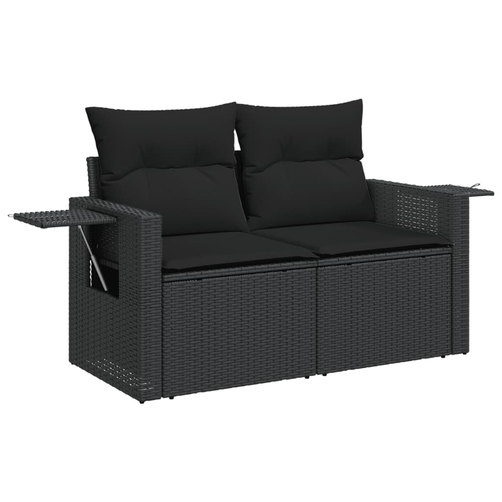 sofasæt til haven 7 dele med hynder polyrattan sort