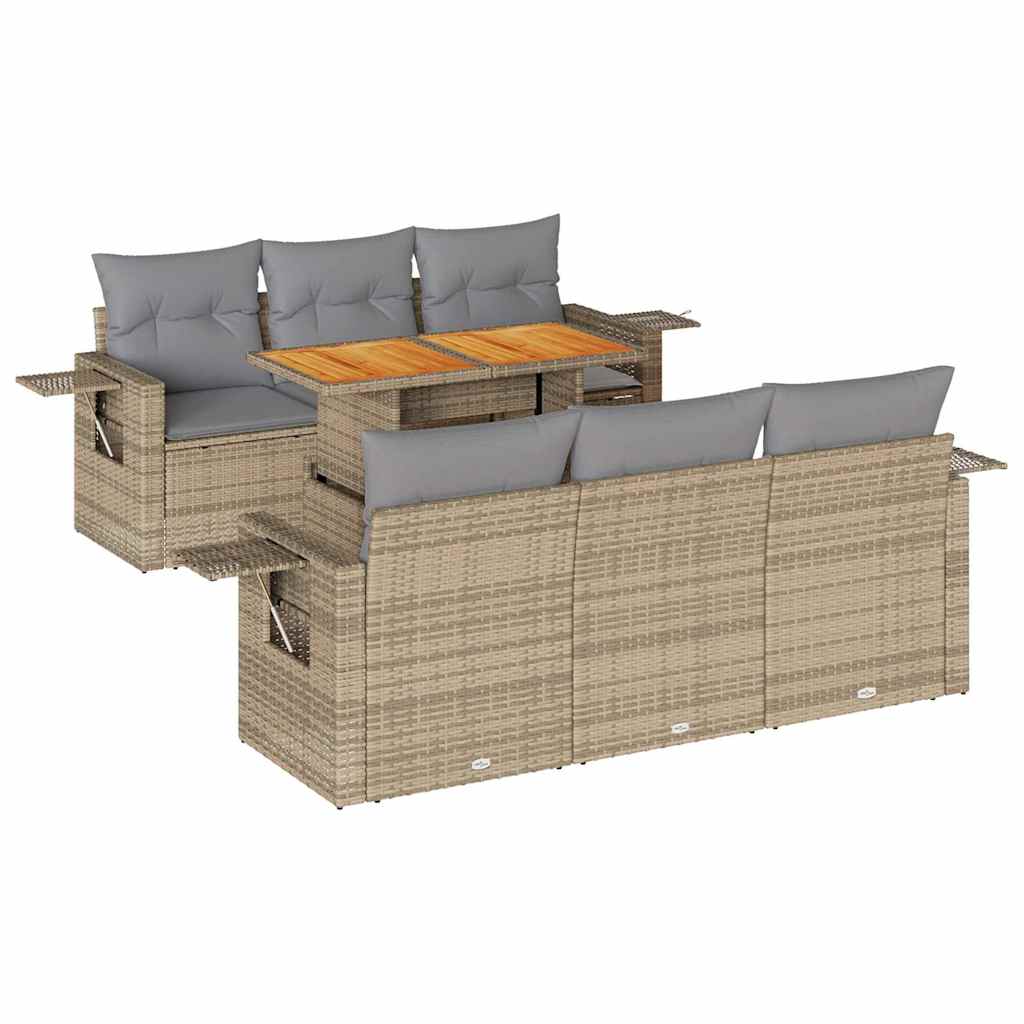 sofasæt til haven 7 dele med hynder polyrattan beige