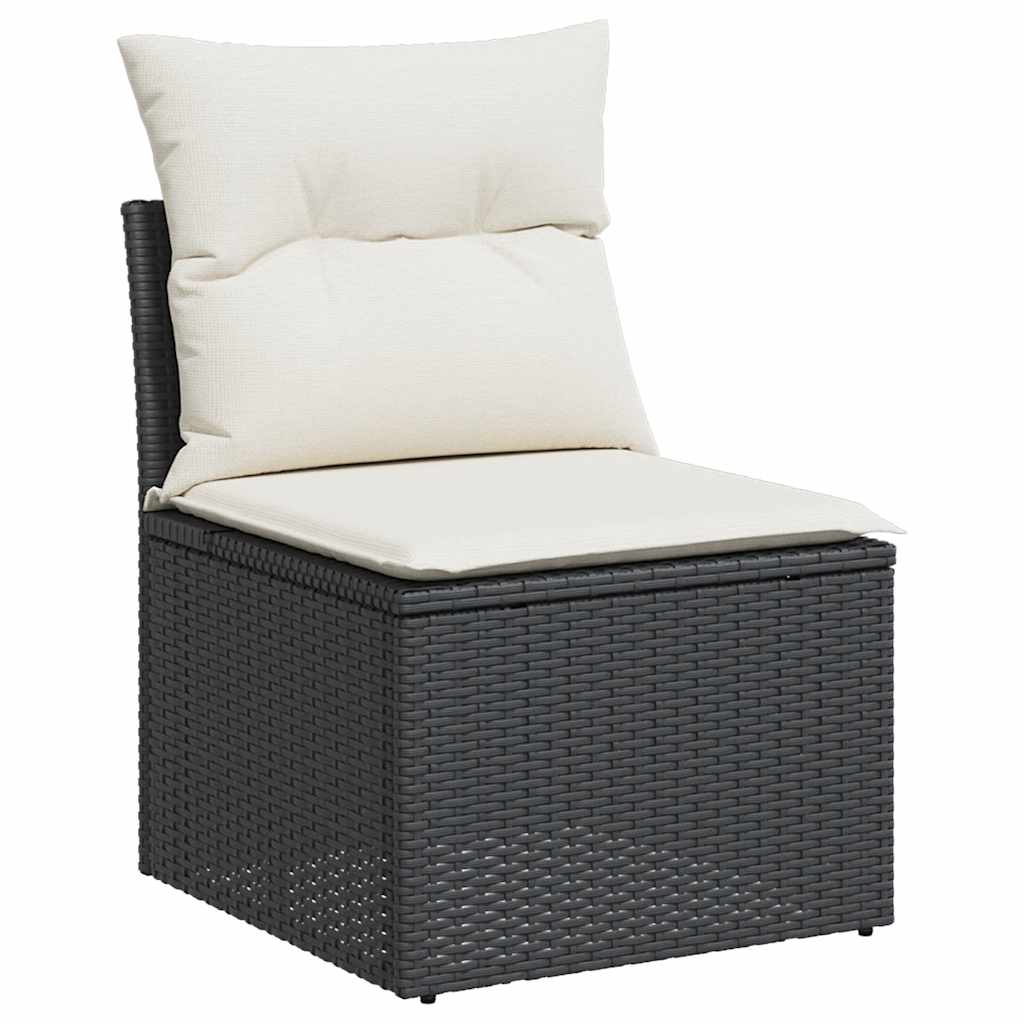 sofasæt til haven 7 dele med hynder polyrattan sort