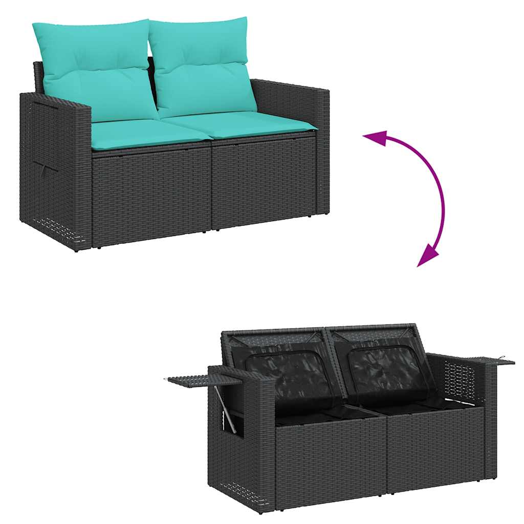 sofasæt til haven 8 dele med hynder polyrattan sort