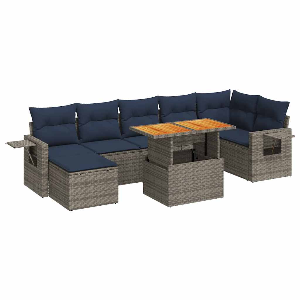 sofasæt til haven 8 dele med hynder polyrattan grå