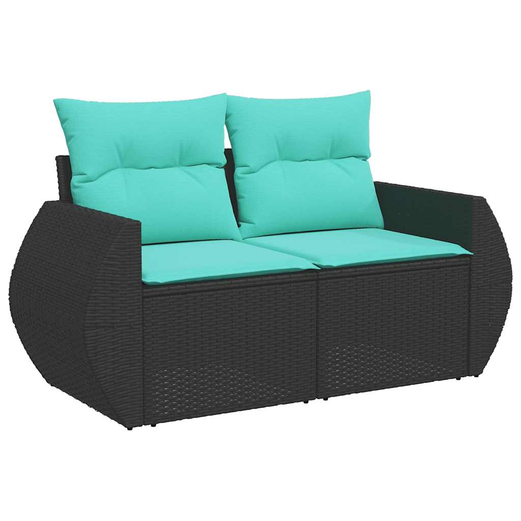 sofasæt til haven 6 dele med hynder polyrattan sort