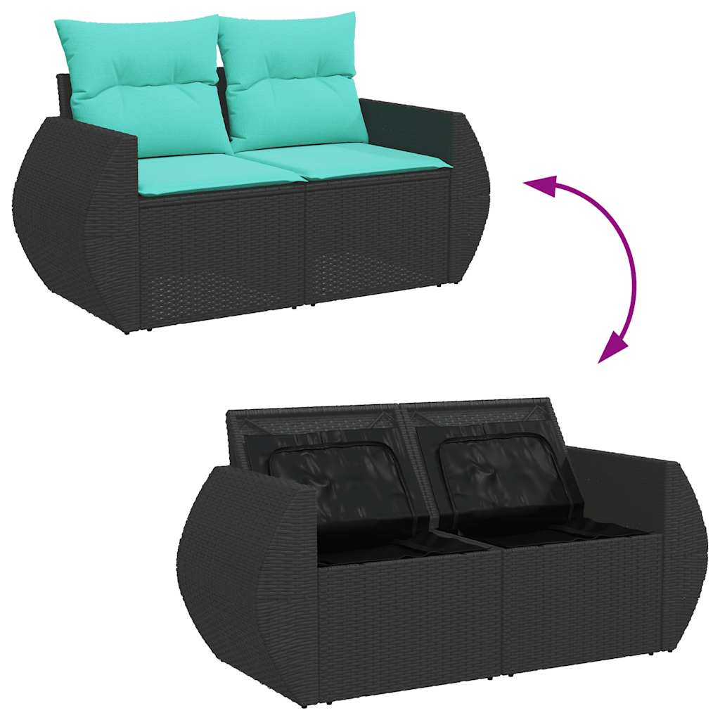 sofasæt til haven 7 dele med hynder polyrattan sort