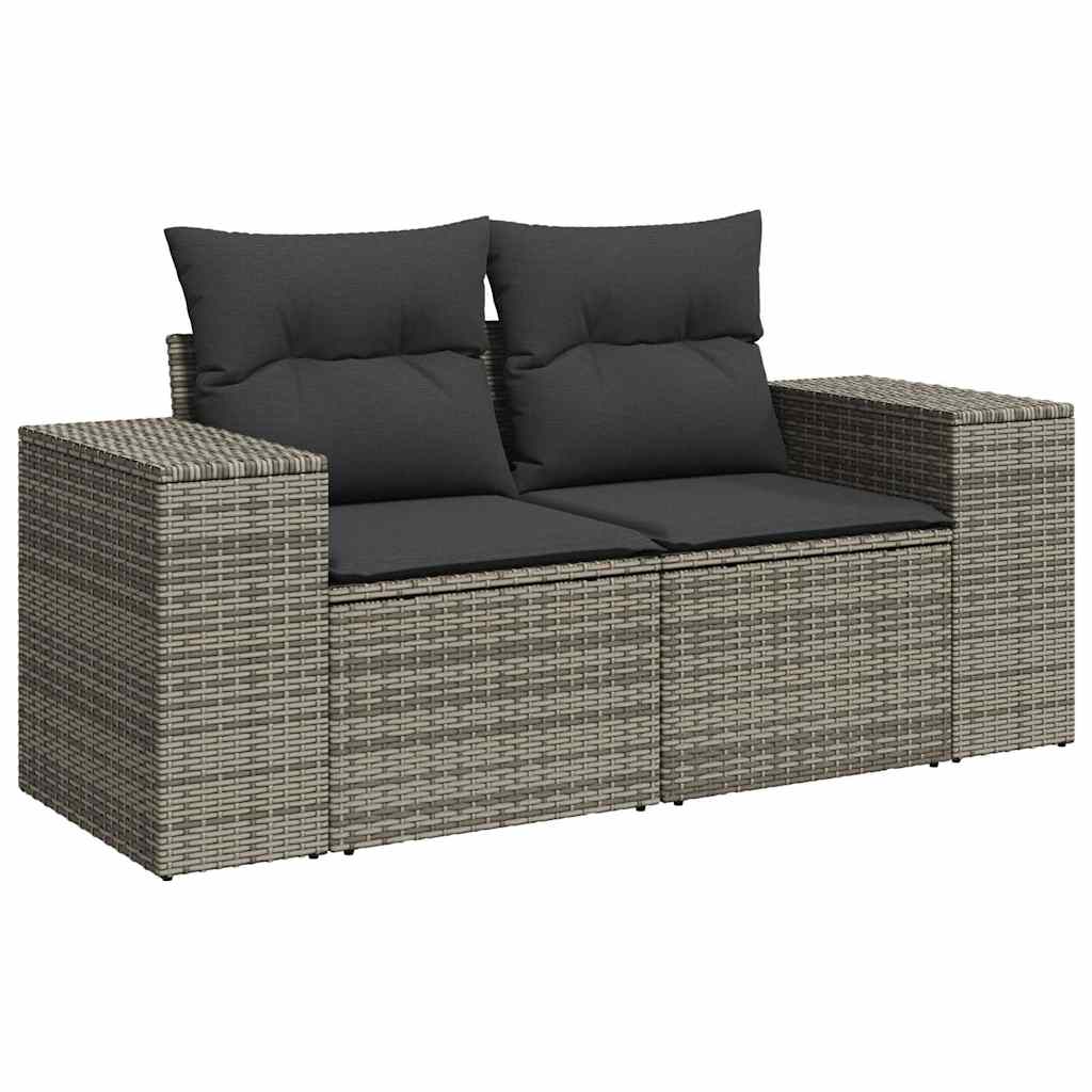 sofasæt til haven 9 dele med hynder polyrattan grå