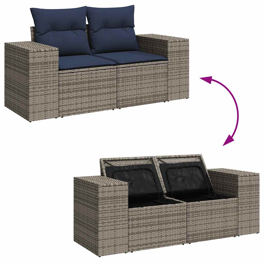sofaesæt til haven 7 dele med hynder polyrattan grå