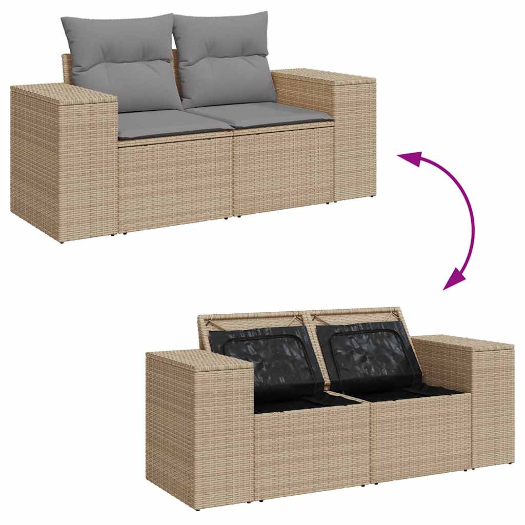 sofasæt til haven 7 dele med hynder polyrattan beige