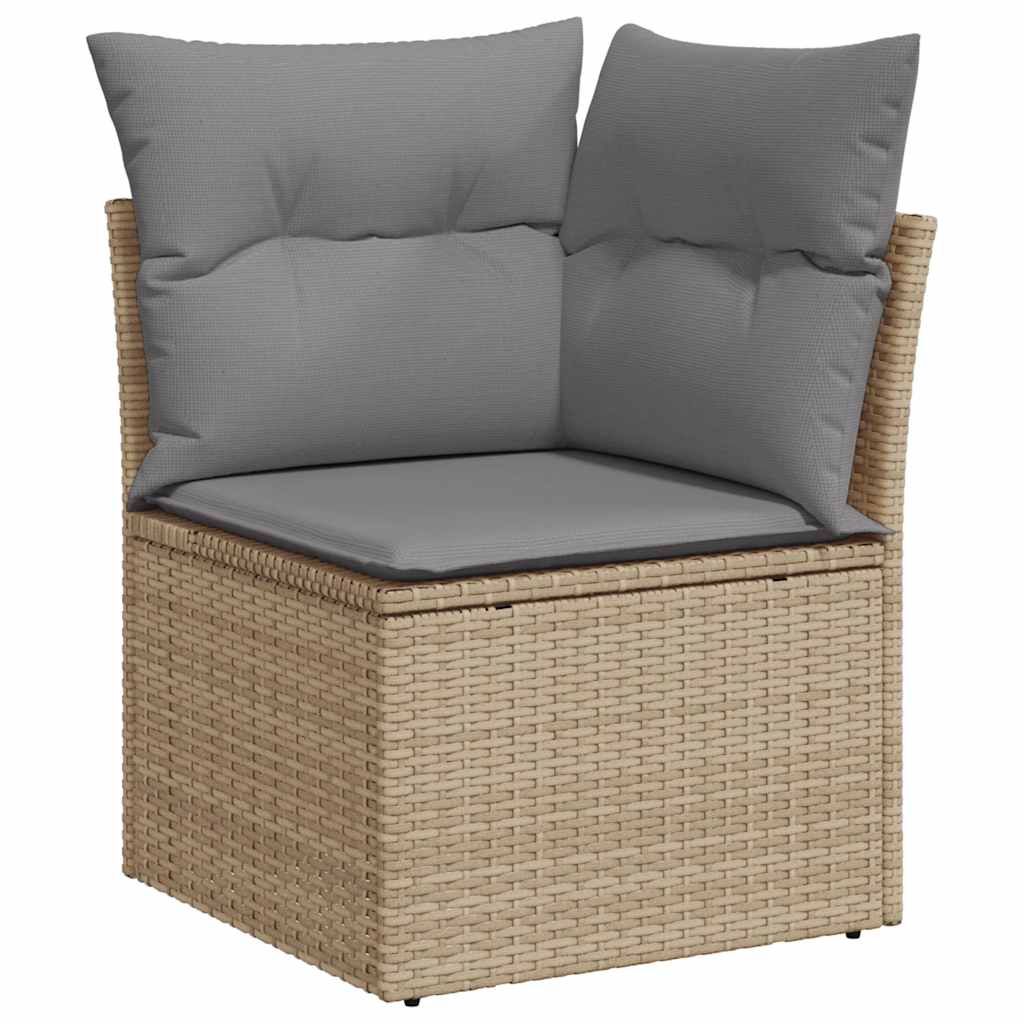 sofasæt til haven 10 dele med hynder polyrattan akacietræ beige
