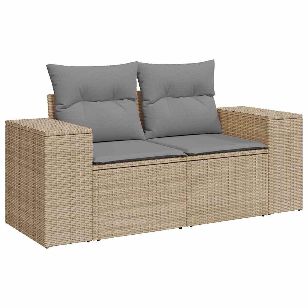 sofasæt til haven 10 dele med hynder polyrattan akacietræ beige