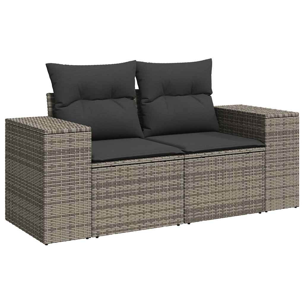 sofasæt til haven 10 dele med hynder polyrattan akacietræ grå