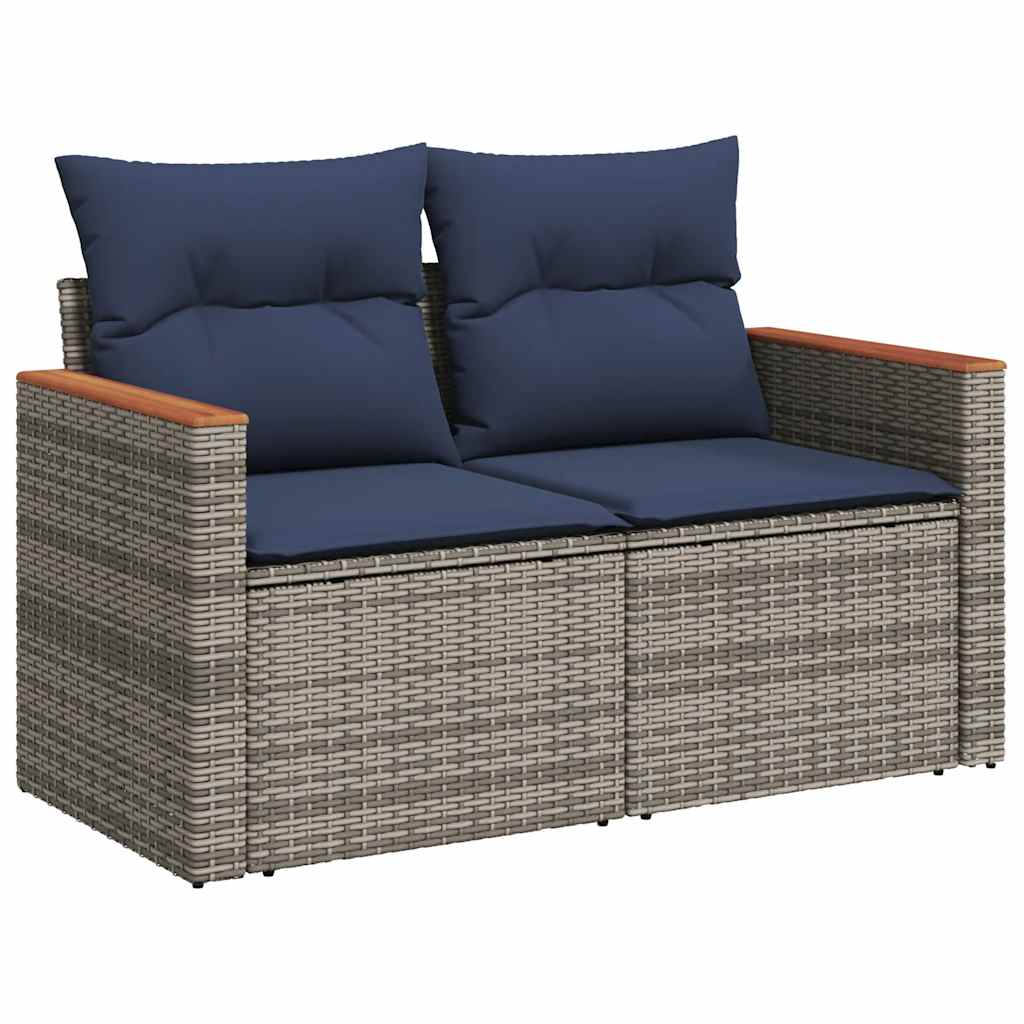 sofasæt 5 dele med hynder polyrattan grå