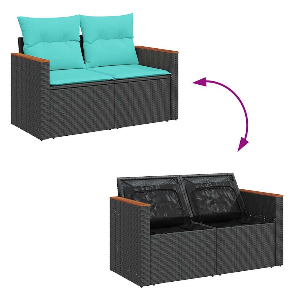 sofasæt til haven 6 dele med hynder polyrattan sort