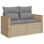 sofasæt til haven 6 dele med hynder polyrattan akacietræ beige