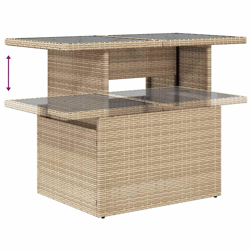 sofasæt til haven 7 dele med hynder polyrattan akacietræ beige