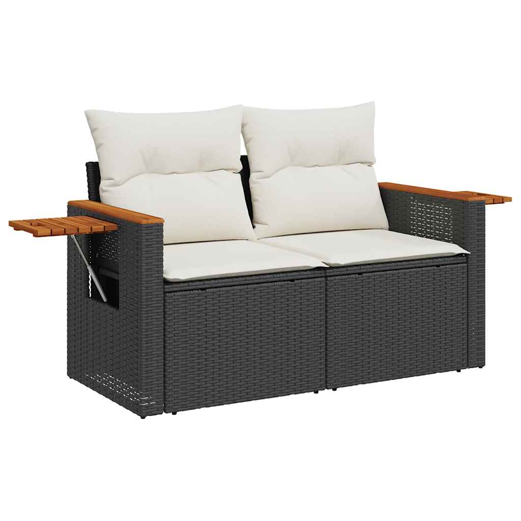 sofasæt til haven 9 dele med hynder polyrattan akacietræ sort