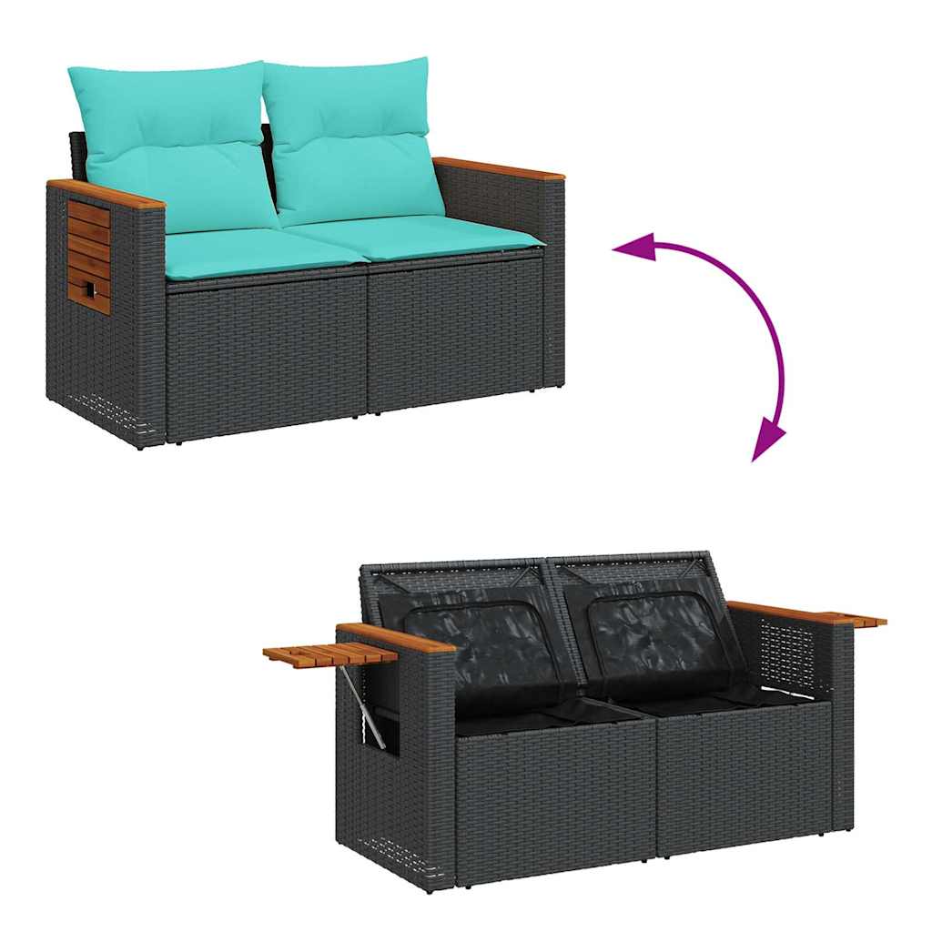 sofasæt til haven 10 dele med hynder polyrattan akacietræ sort