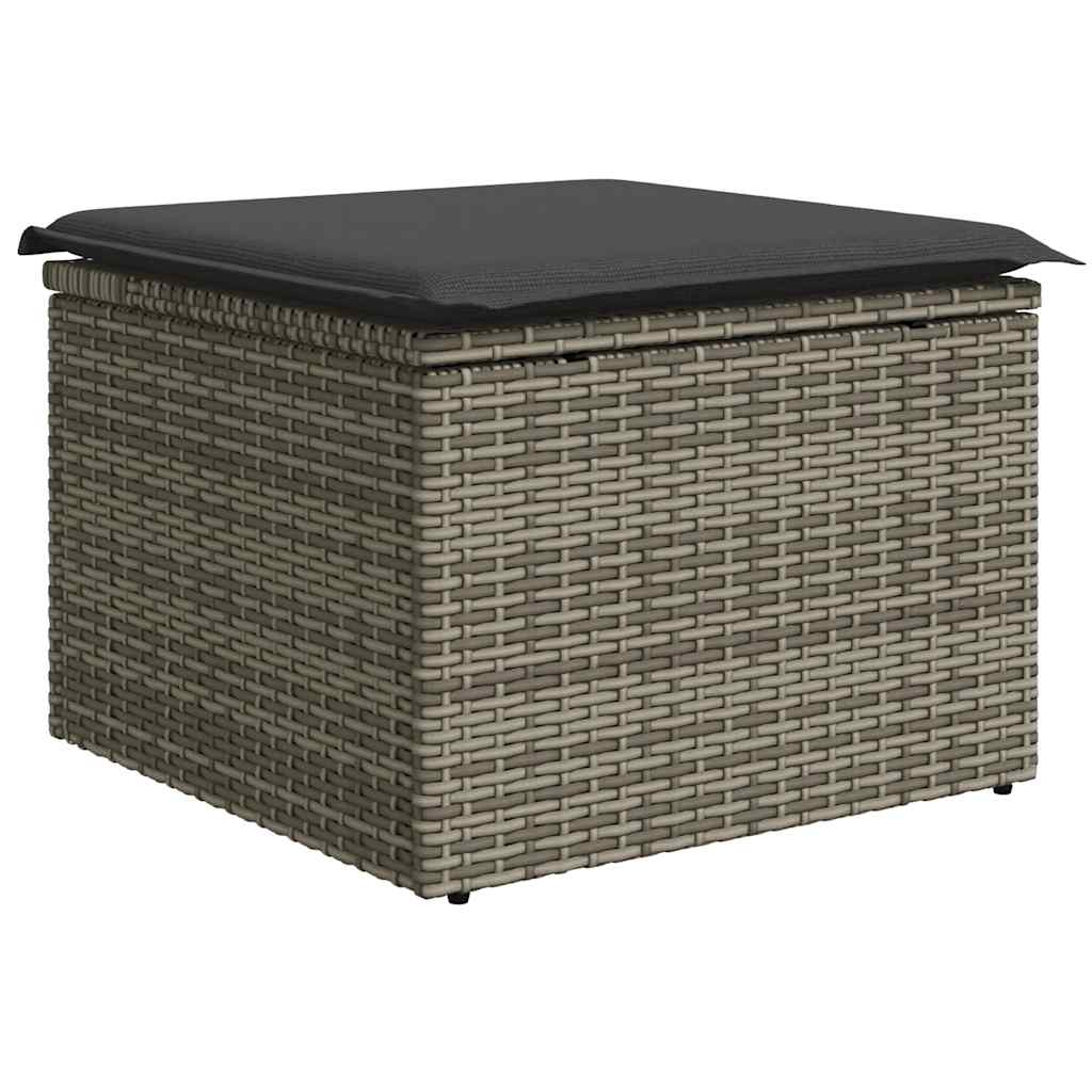 sofasæt til haven 9 dele med hynder polyrattan akacietræ grå