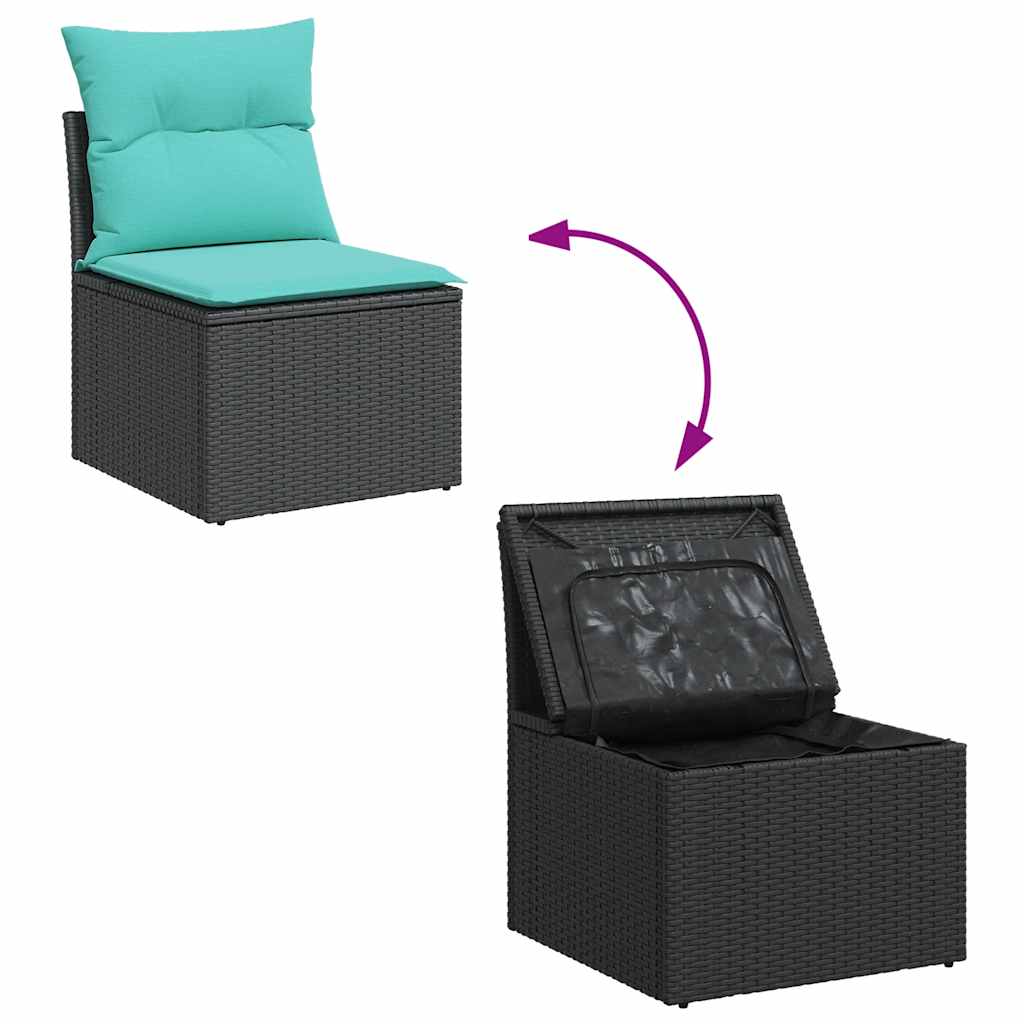 sofasæt til haven 10 dele med hynder polyrattan akacietræ sort