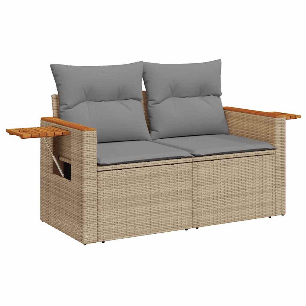 sofasæt til haven 10 dele med hynder polyrattan akacietræ beige