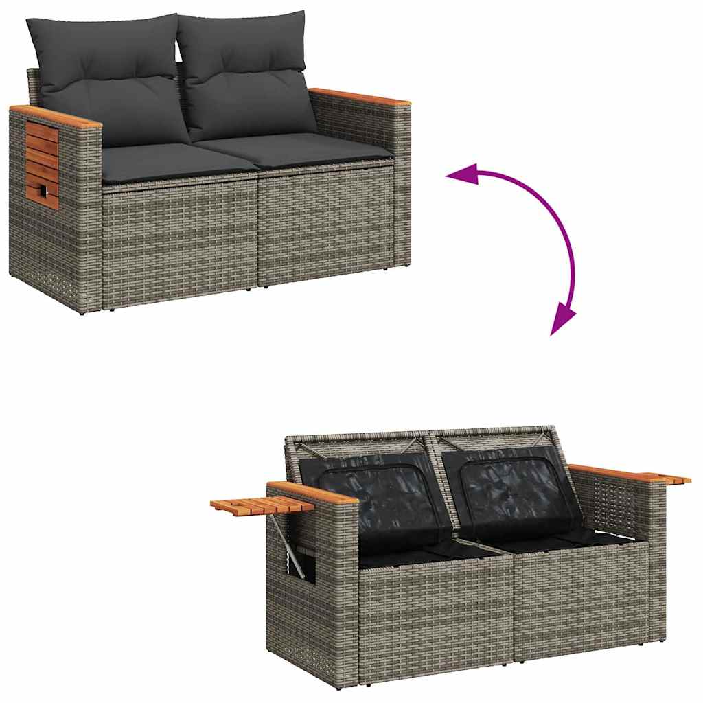 sofasæt til haven 10 dele med hynder polyrattan akacietræ grå