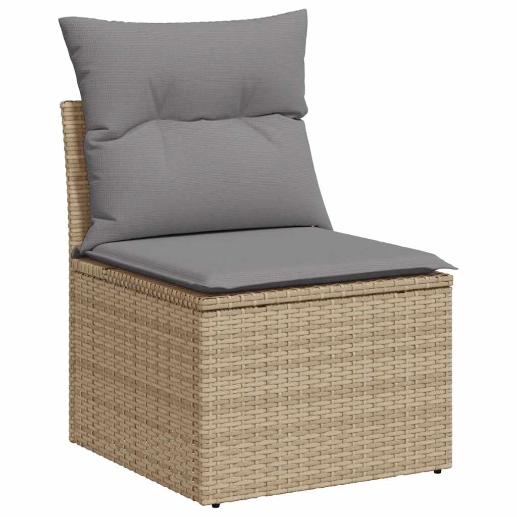 sofasæt til haven 7 dele med hynder polyrattan akacietræ beige