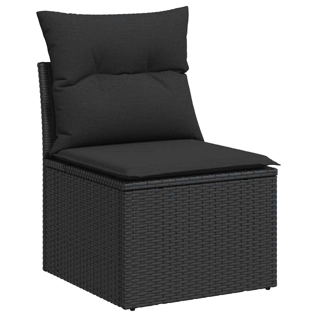 sofasæt til haven 7 dele med hynder polyrattan sort