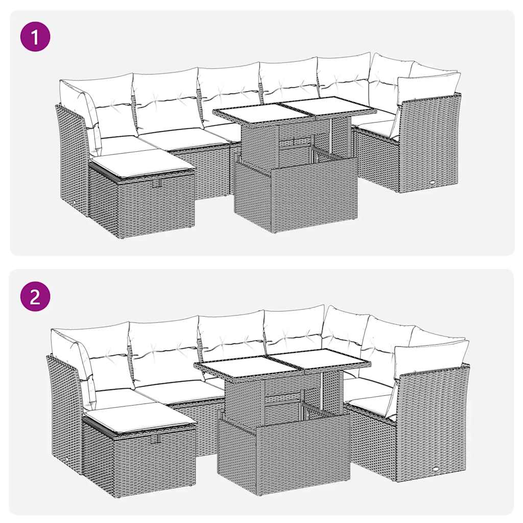 sofasæt til haven 8 dele med hynder polyrattan sort