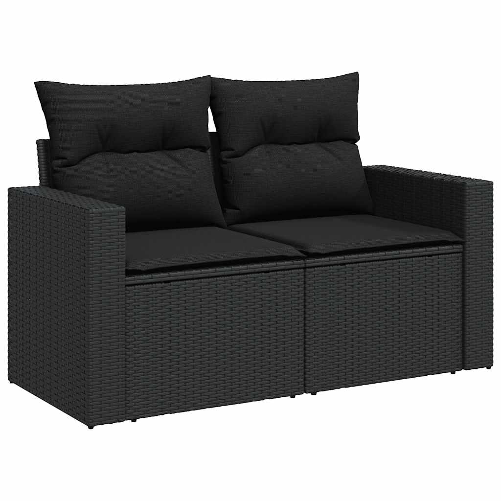 sofasæt til haven 7 dele med hynder polyrattan sort