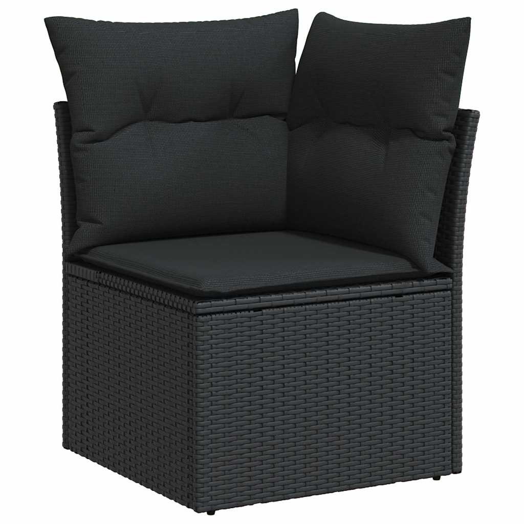 sofasæt til haven 7 dele med hynder polyrattan sort