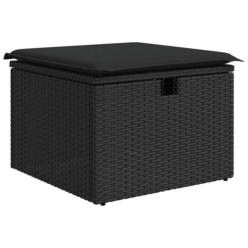sofasæt til haven 7 dele med hynder polyrattan sort