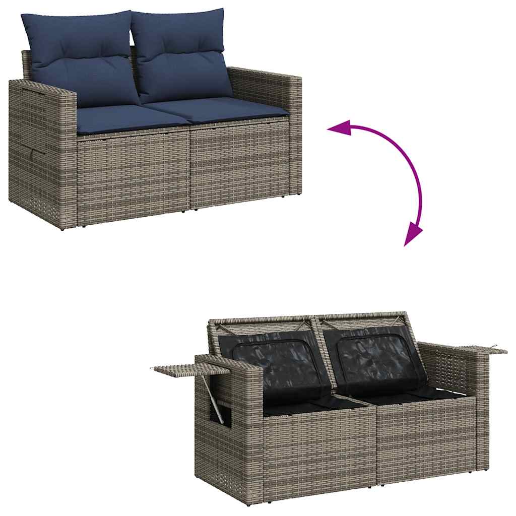 sofasæt til haven 7 dele med hynder polyrattan akacietræ grå