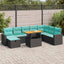sofasæt til haven 9 dele med hynder polyrattan akacietræ sort