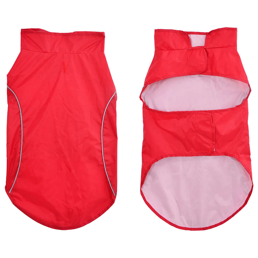 Hunderegnfrakke med refleksstriber polyester 2XL rød