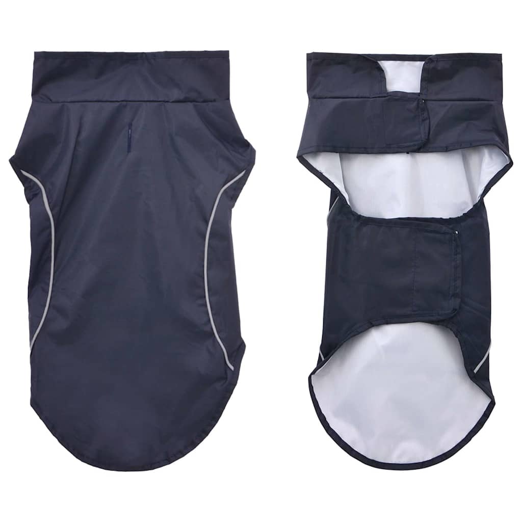 Hunderegnfrakke med refleksstriber polyester M marineblå