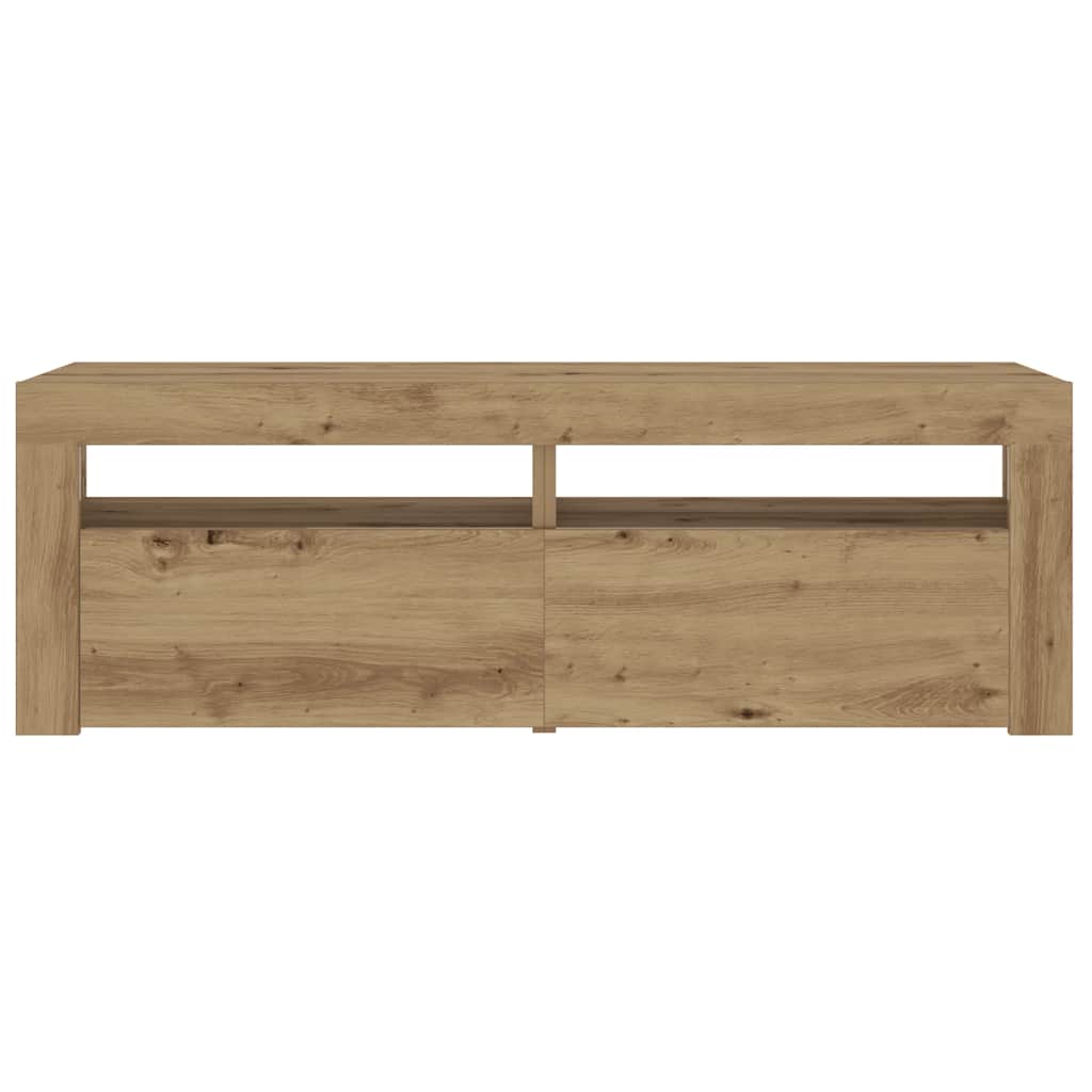sengeborde med LED-lys 2 stk. 60x35x40 cm egetræsfarve