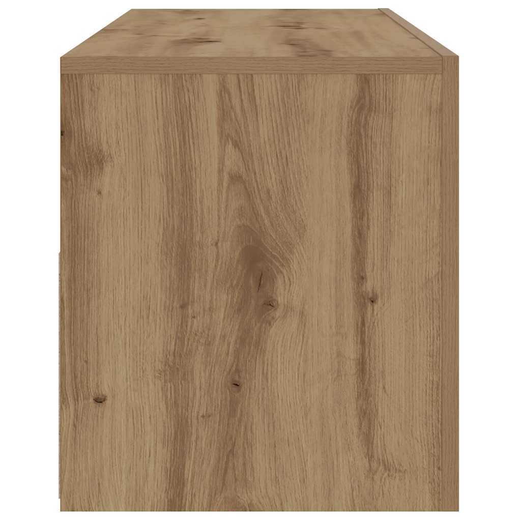 sengeborde med LED-lys 2 stk. 60x35x40 cm egetræsfarve