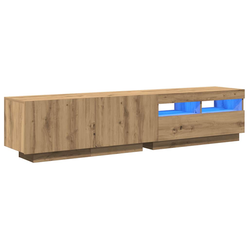 tv-bord med LED-lys 180x35x40 cm konstrueret træ kunsteg