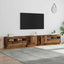 tv-bord m. LED-lys 260x35x40 cm konstrueret træ antikt træ