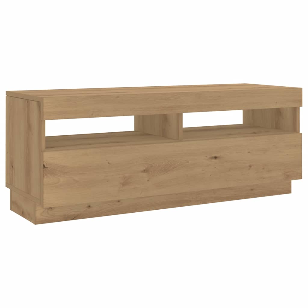 tv-bord med LED-lys 300x35x40 cm konstrueret træ kunsteg